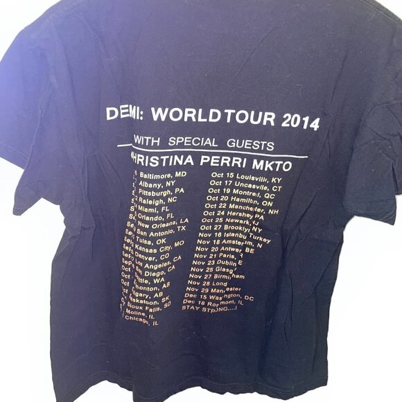 Four Square Promo Tee Women Black Graphic Print Demi Lovato world tour 2014 - Picture 3 of 3